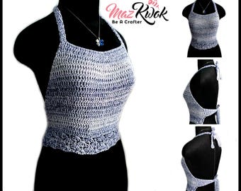 Simple halter top pdf crochet pattern ( size S - 3XL )