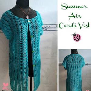 Summer Air cardi vest pdf crochet pattern ( size S - 3XL )
