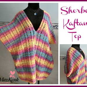 Sherbet Kaftan top pdf crochet pattern size M 3XL image 1