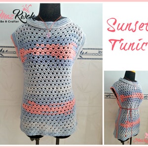 Sunset tunic pdf crochet pattern size S 3XL image 1