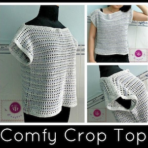 Comfy crop top pdf crochet pattern size 2XS 2XL image 1