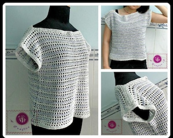 Comfy crop top pdf crochet pattern ( size 2XS - 2XL )