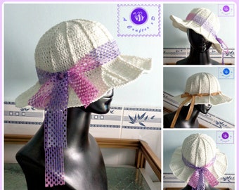 Simple sun hat pdf crochet pattern ( toddler, teen and adult size )