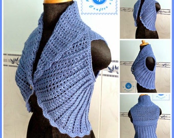 Shawl cir-collar vest pdf crochet pattern ( size 2XS - 2XL )