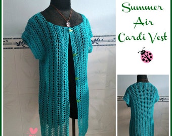 Summer Air cardi vest pdf crochet pattern ( size S - 3XL )