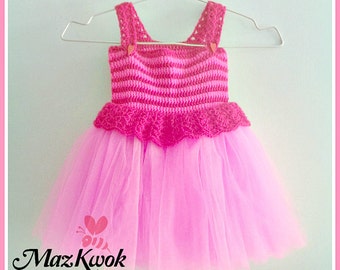 Pinky baby tutu dress pdf crochet pattern ( size 12 months to 4T toddler )
