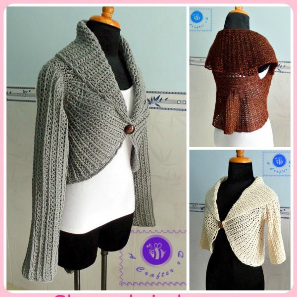 Sleeved circle vest pdf crochet pattern ( size 2XS - 2XL )