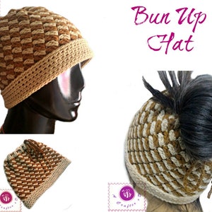 Bun up hat pdf crochet pattern ( toddler, teen and adult size )