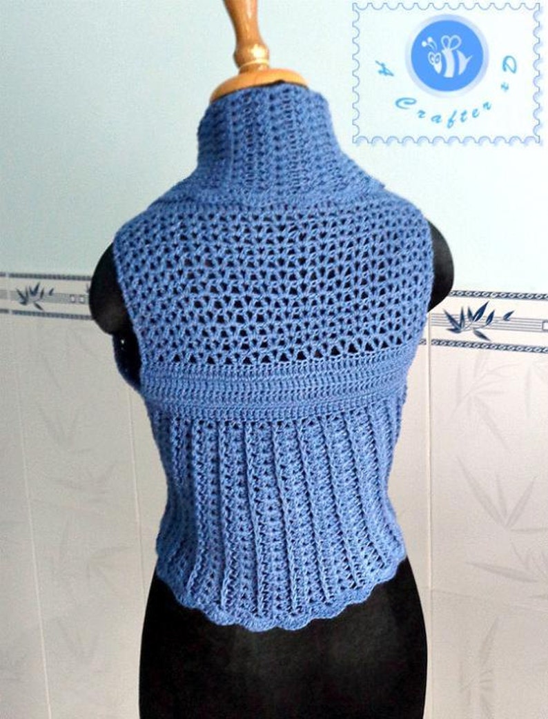 Shawl cir-collar vest pdf crochet pattern size 2XS 2XL image 3
