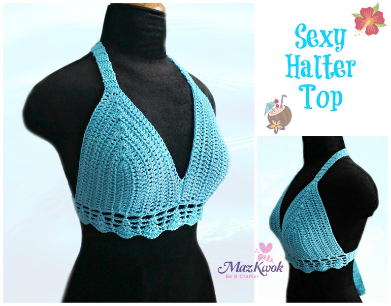 Sexy halter top pdf crochet pattern size S 3XL image 1