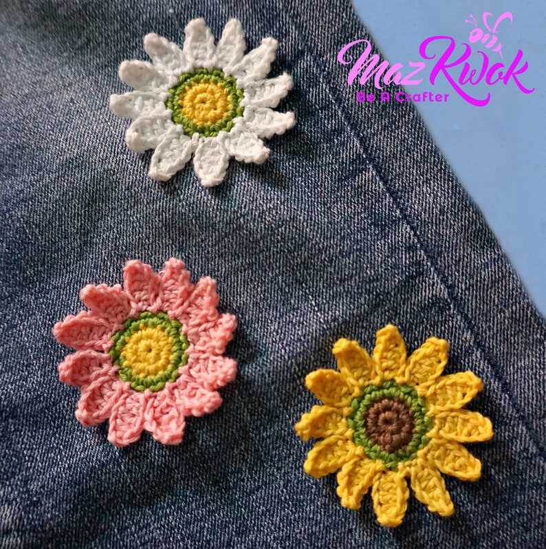 Dainty Daisy Appliques pdf crochet pattern image 2