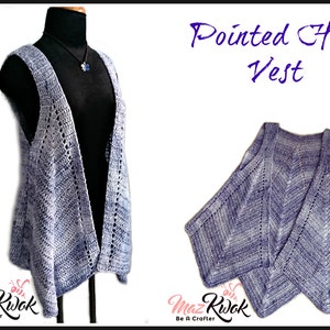 Pointed hem vest pdf crochet pattern size S 3XL image 1