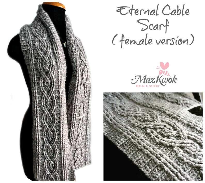 Eternal Cable Scarf pdf crochet pattern female version image 1