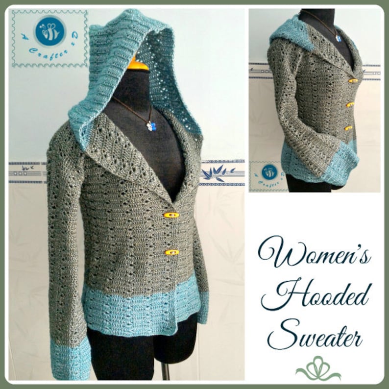 Women's Hooded Vest & Sweater pdf crochet pattern size 2XS 2XL image 4