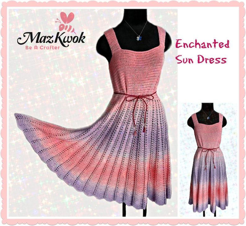 Enchanted sun dress pdf crochet pattern size S 3XL image 1
