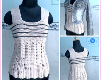 Wide strap tank top pdf crochet pattern ( size 2XS - 2XL )