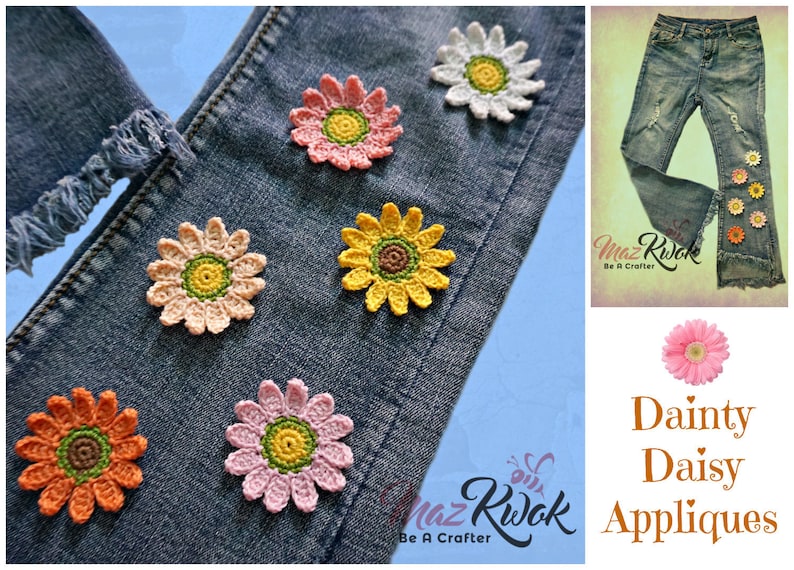 Dainty Daisy Appliques pdf crochet pattern image 1