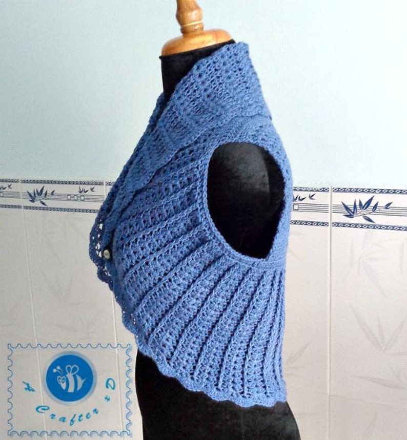 Shawl circollar vest pdf crochet pattern size 2XS 2XL Etsy