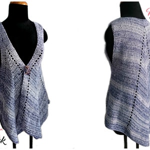 Pointed hem vest pdf crochet pattern size S 3XL image 2