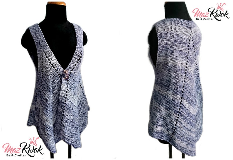 Pointed hem vest pdf crochet pattern size S 3XL image 2