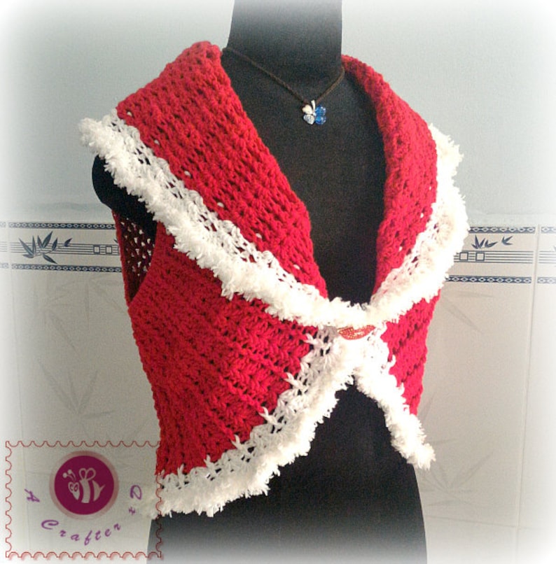 Shawl cir-collar vest pdf crochet pattern size 2XS 2XL image 4