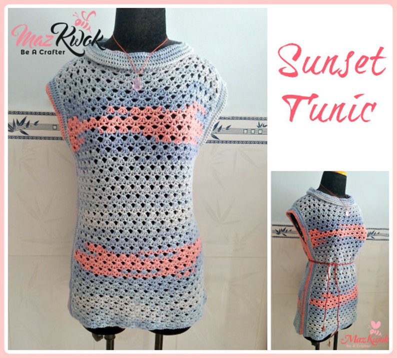 Sunset tunic pdf crochet pattern size S 3XL image 1