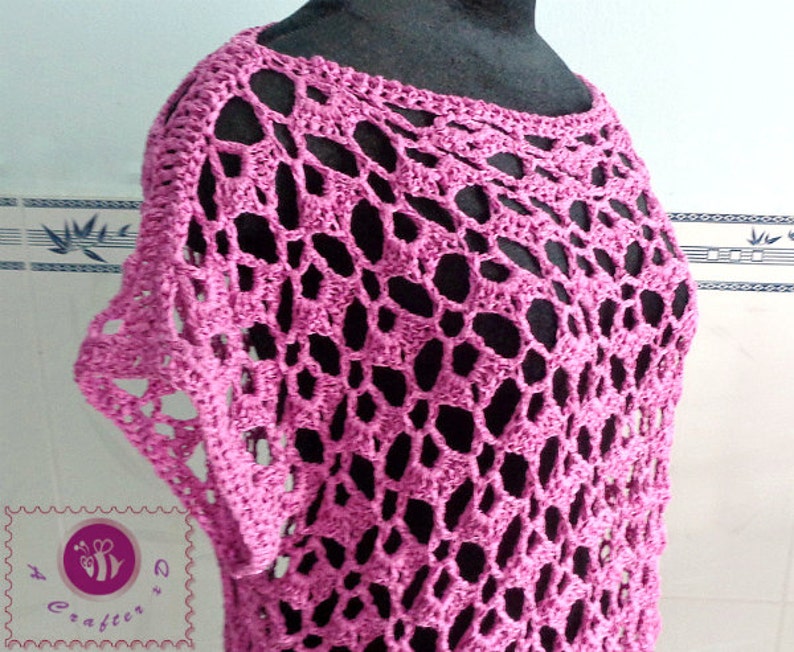 Lacy oversized top pdf crochet pattern size 2XS 2XL image 3