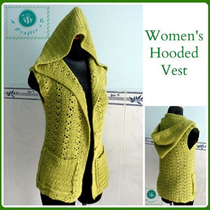 Women's Hooded Vest & Sweater pdf crochet pattern size 2XS 2XL image 3