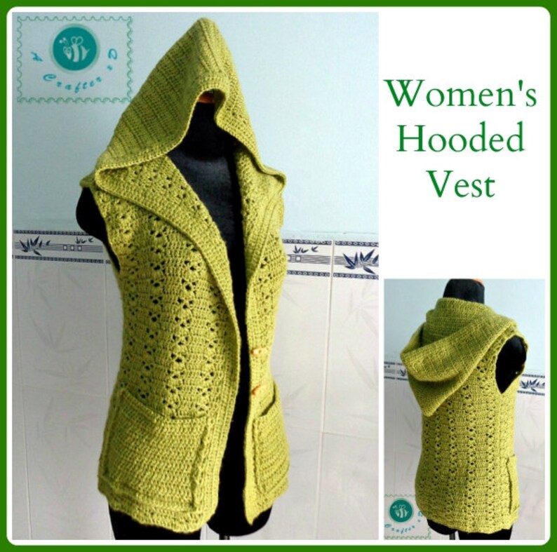 Women's Hooded Vest & Sweater pdf crochet pattern size 2XS 2XL image 3