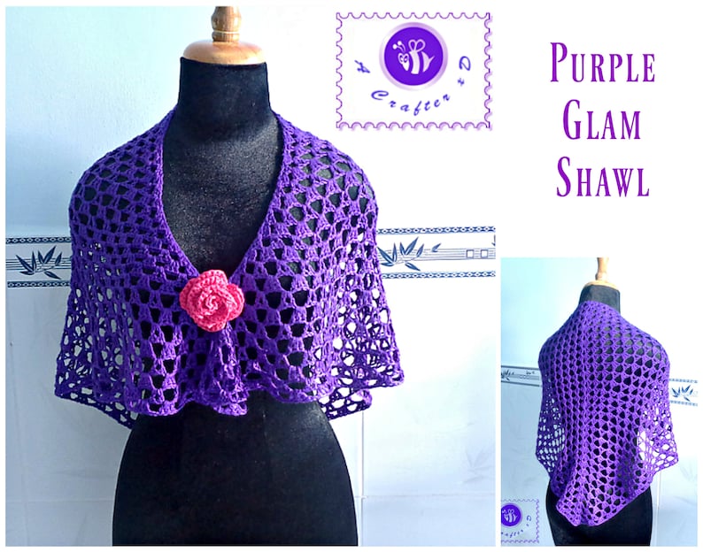 Purple Glam Shawl pdf crochet pattern image 1