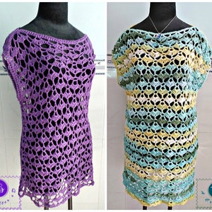 Lacy oversized top pdf crochet pattern size 2XS 2XL image 4
