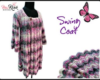 Swing coat pdf crochet pattern ( size S - 3XL )