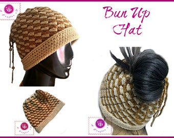 Bun up hat pdf crochet pattern ( toddler, teen and adult size )