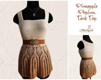 Pineapple Peplum tank top pdf crochet pattern ( size S - 3XL )