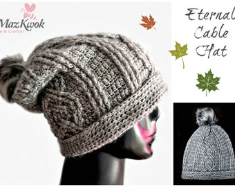 Eternal cable hat pdf crochet pattern ( adult size )