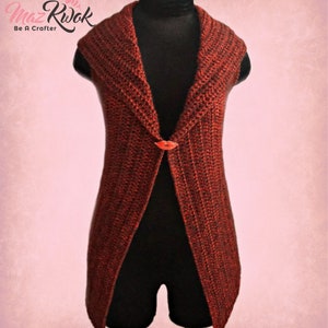 Crimson Collared Vest Pdf Crochet Pattern Size S 3XL - Etsy