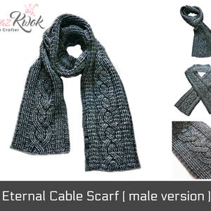 Eternal Cable Scarf pdf crochet pattern male version image 2