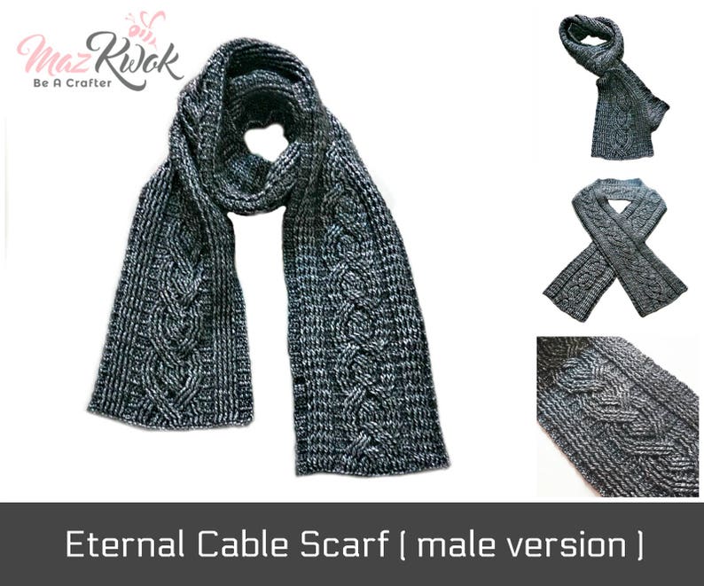 Eternal Cable Scarf pdf crochet pattern male version image 2