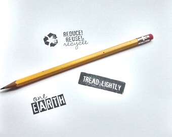 Recycle stamp, reduce, reuse, recycle, eco-friendly stamp, one earth, environment, wooden stamp, craft stamp, craft supplies, save the earth
