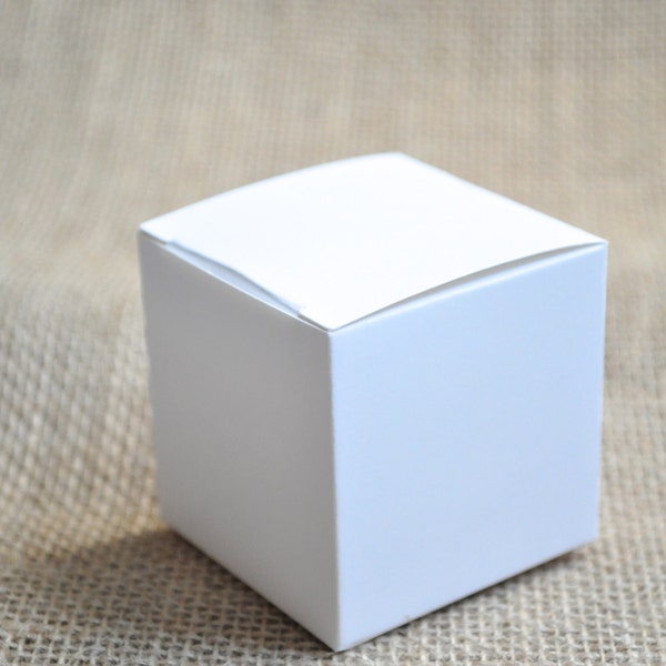 100 White wedding favor boxes, small white favor boxes, mini favor boxes,  wedding favour boxes, glossy white, 2x2 box gift box.  Set of 100