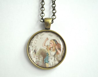 Alice in wonderland necklace, Alice pendant, alice necklace, Christmas gift, gift for her, pendant, bronze, young adult, Alice in Wonderland