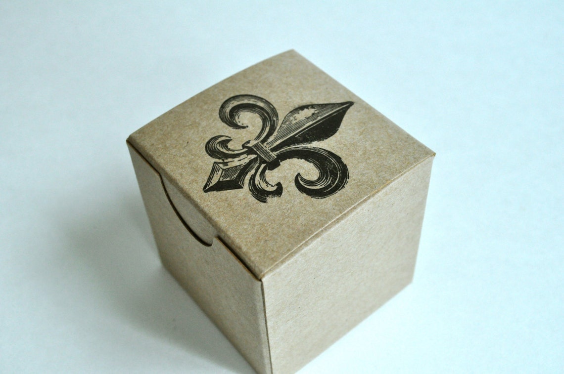 Fleur De Lis Wedding Favor Boxes Brown Kraft Box Gift Boxes Etsy