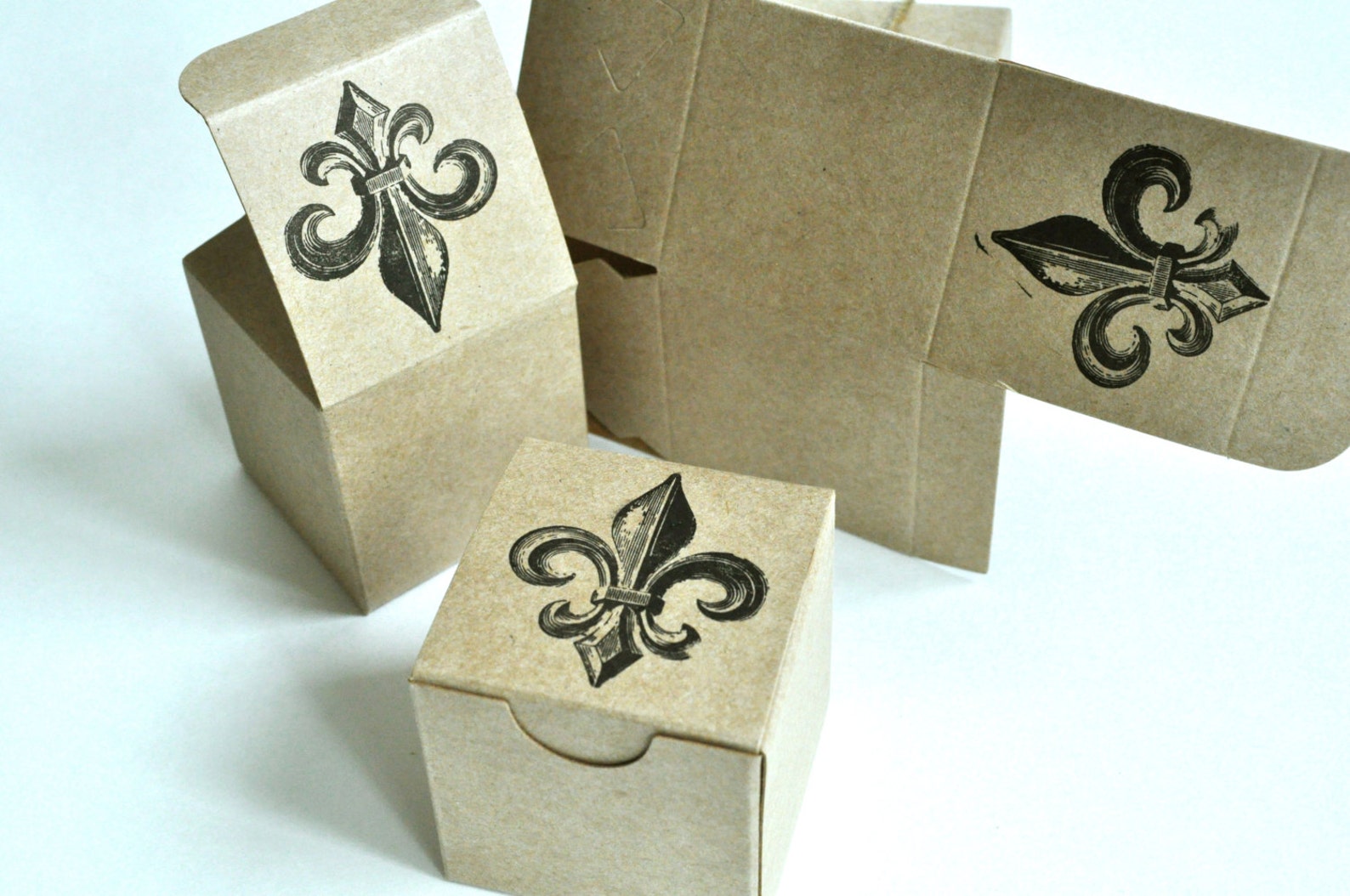Fleur De Lis Wedding Favor Boxes Brown Kraft Box Gift Boxes Etsy