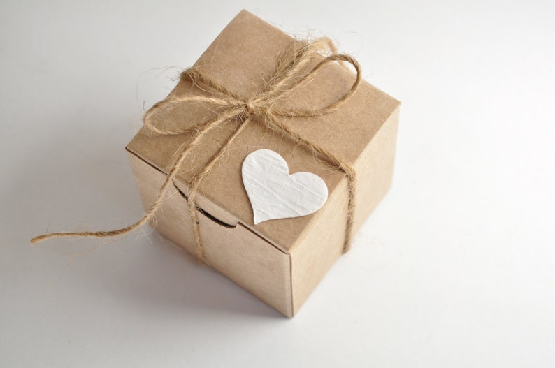 Rustic wedding, favor boxes, 100 boxes, kraft favours, small gift box image 1