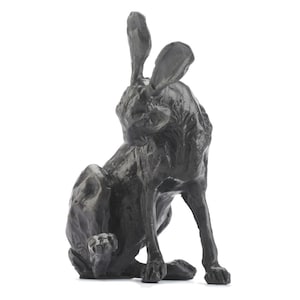 Foundry Bronze Grooming Hare Sculpture by Sue Maclaurin (Solid Bronze Hare).  Limited Edition 250. Beautifully gift boxed.