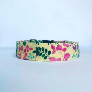 Yellow Floral Dog Collar for Girls, Cute Handmade Fabric Dog Collar, Perfect for dog extra small to extra large, Fabric washable dog collar