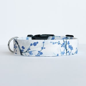 Blue Dog Collar For Girl Dogs, Cute Handmade Floral Summer Dog Collar