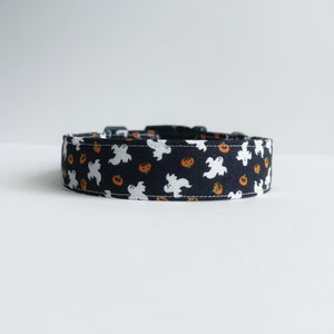 Halloween ghost pumpkin Dog Collar, Handmade Fabric Dog Collar
