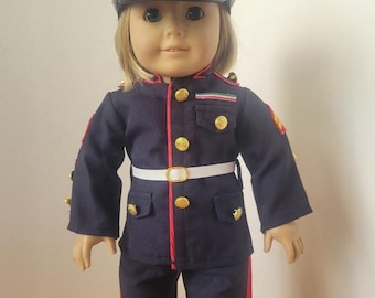 3-pc Marine Military Formal Full Dress Uniform - made to fit American Girl Dolls