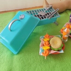 Grill Set with Tools includes Hamburgers, Shrimp Skewers, Blanket and Soda Pops - works for American Girl Dolls